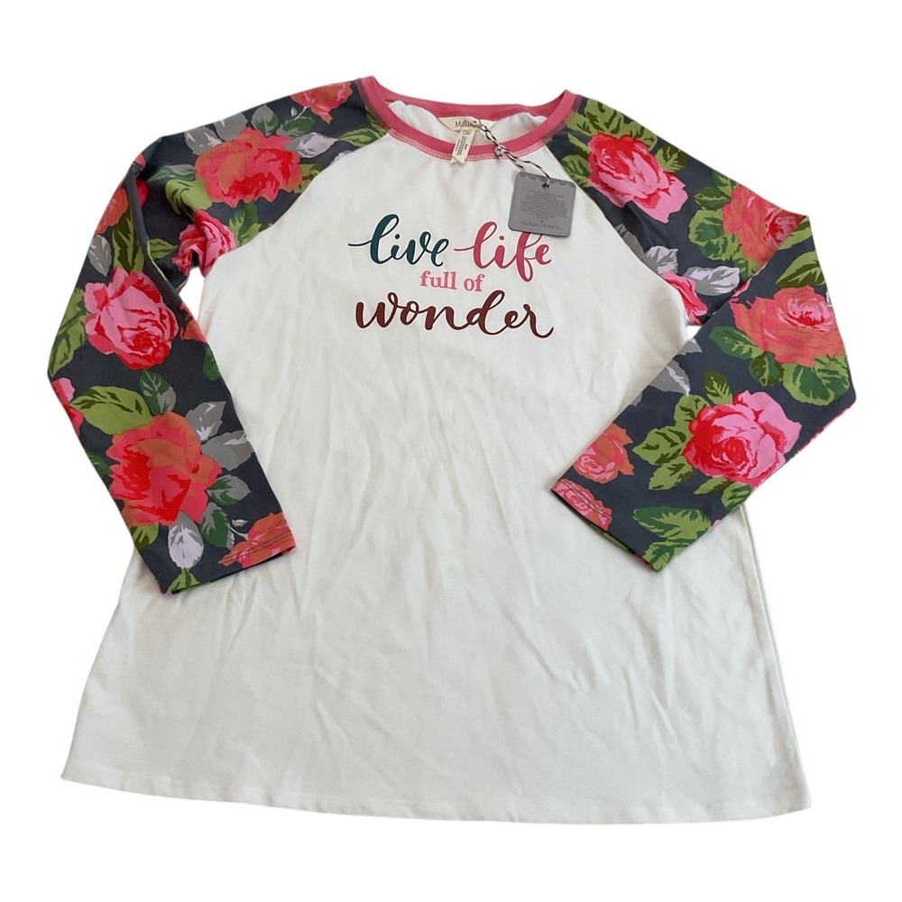 Matilda Jane Live Life Full of Wonder Raglan Shirt Girls Floral Sleeve Top Small